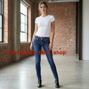 Vanity Womens jeans size 25 dark wash skinny leg denim stretch low rise